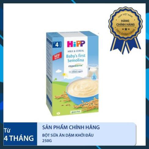 Bột ăn dặm HiPP 250g khởi đầu dùng cho bé từ 4 tháng tuổi trở lên.