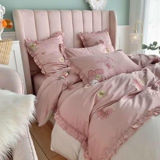 Chăn ga lụa thêu thỏ bunny 7 món