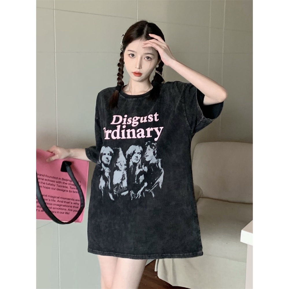 Áo Thun Lửng Tay Ngắn Dáng Rộng Phong Cách Hàn Quốc Thời Trang Cho Nữ