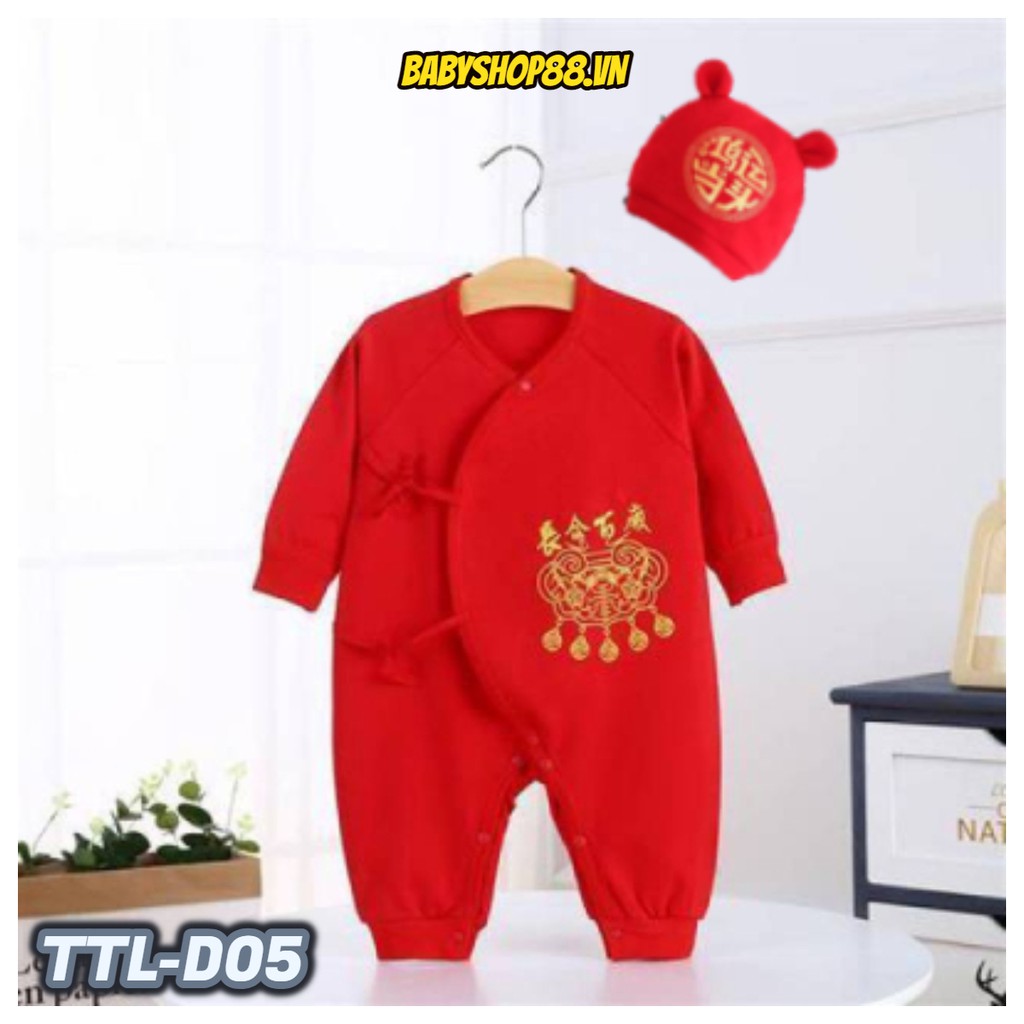 Bộ body dài tay tết tài lộc - bodysuit - quần áo sơ sinh - bộ đồ liền thân cho bé trai bé gái M21.1