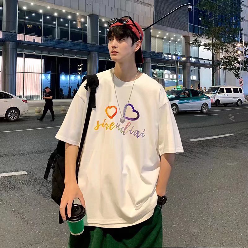 Áo Thun Tay Ngắn Dáng Rộng In Chữ Phong Cách Hip Hop Hàn Quốc Thời Trang Mùa Hè Cho Nam Size M-5XL