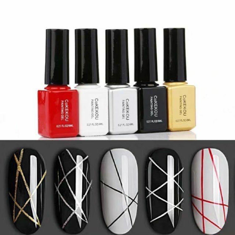cọ nét gel CoKeKou( 1 bộ 5 chai) trang trí móng tay chân