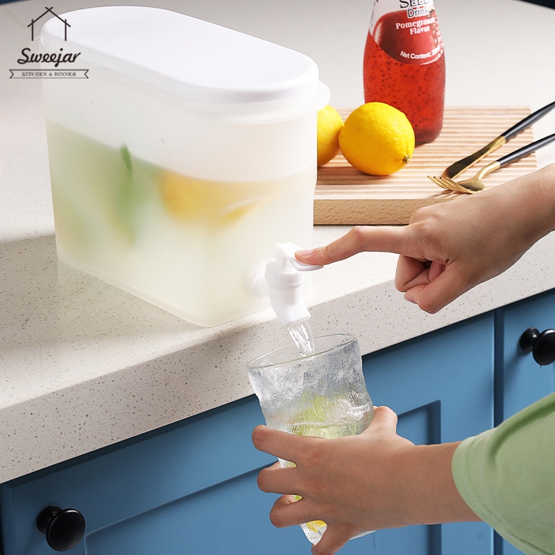 Bình nhựa pp SWEEJAR dung tích lớn 3.5l đựng nước trái cây/ trà trong tủ lạnh có vòi rót