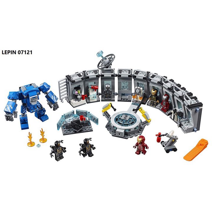 Lắp ráp xếp hình Lego siêu anh hùng 7612 Lepin 07121 : Phòng Chứa Giáp Của Người sắt Iron Man endgame 587 mảnh