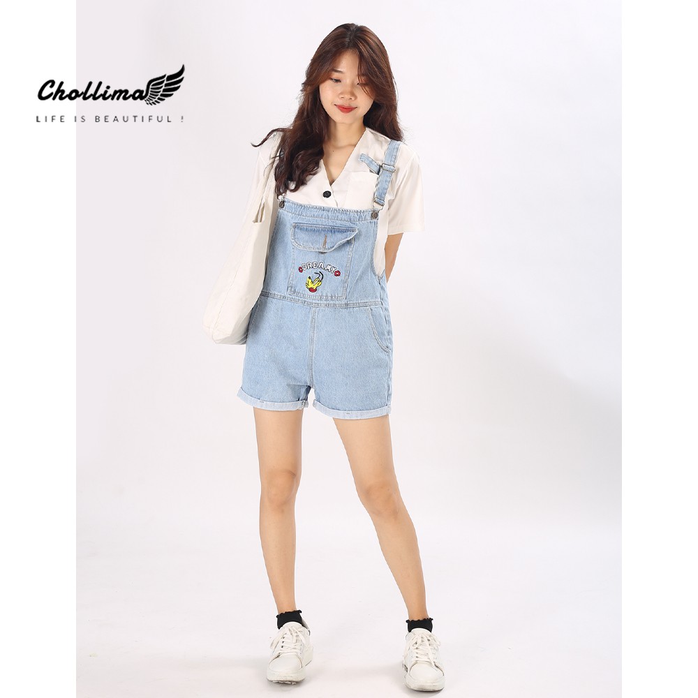 Yếm short jean Chollima thêu cún YJ008