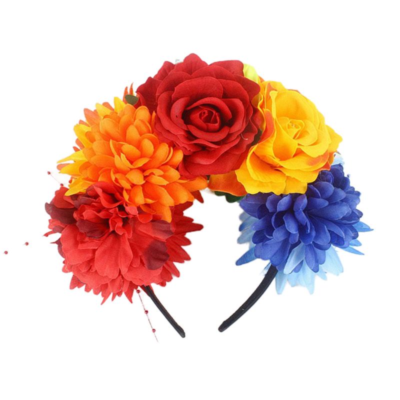 Flgo Vòng Hoa Hồng / Mẫu Đơn / Vương Miện Đính Hạt Nhiều Màu Trang Sức Ngày Halloween