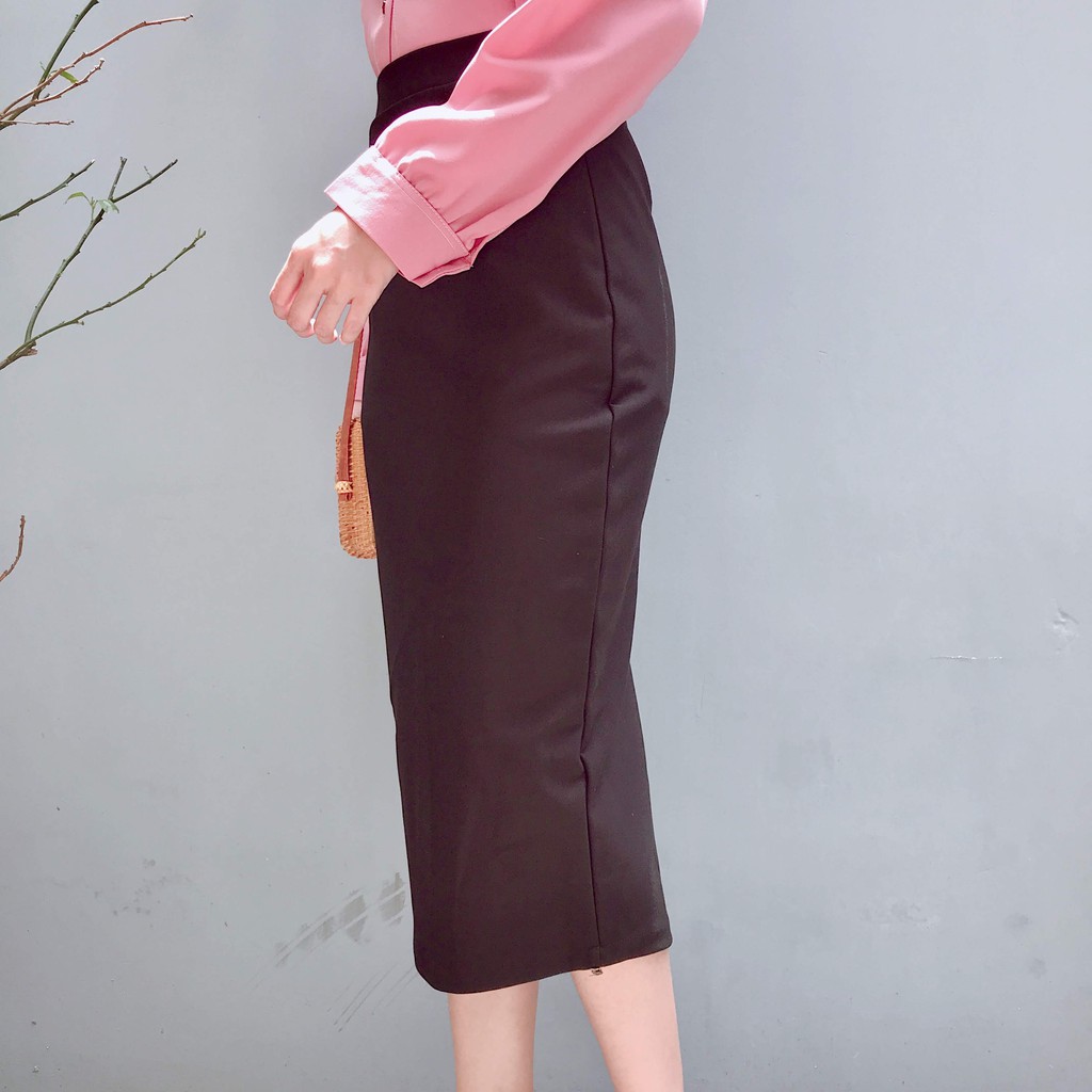 Chân váy công sở dài bigsize xẻ sau màu đen dài 70cm [size từ 48-85kg] | BigBuy360 - bigbuy360.vn
