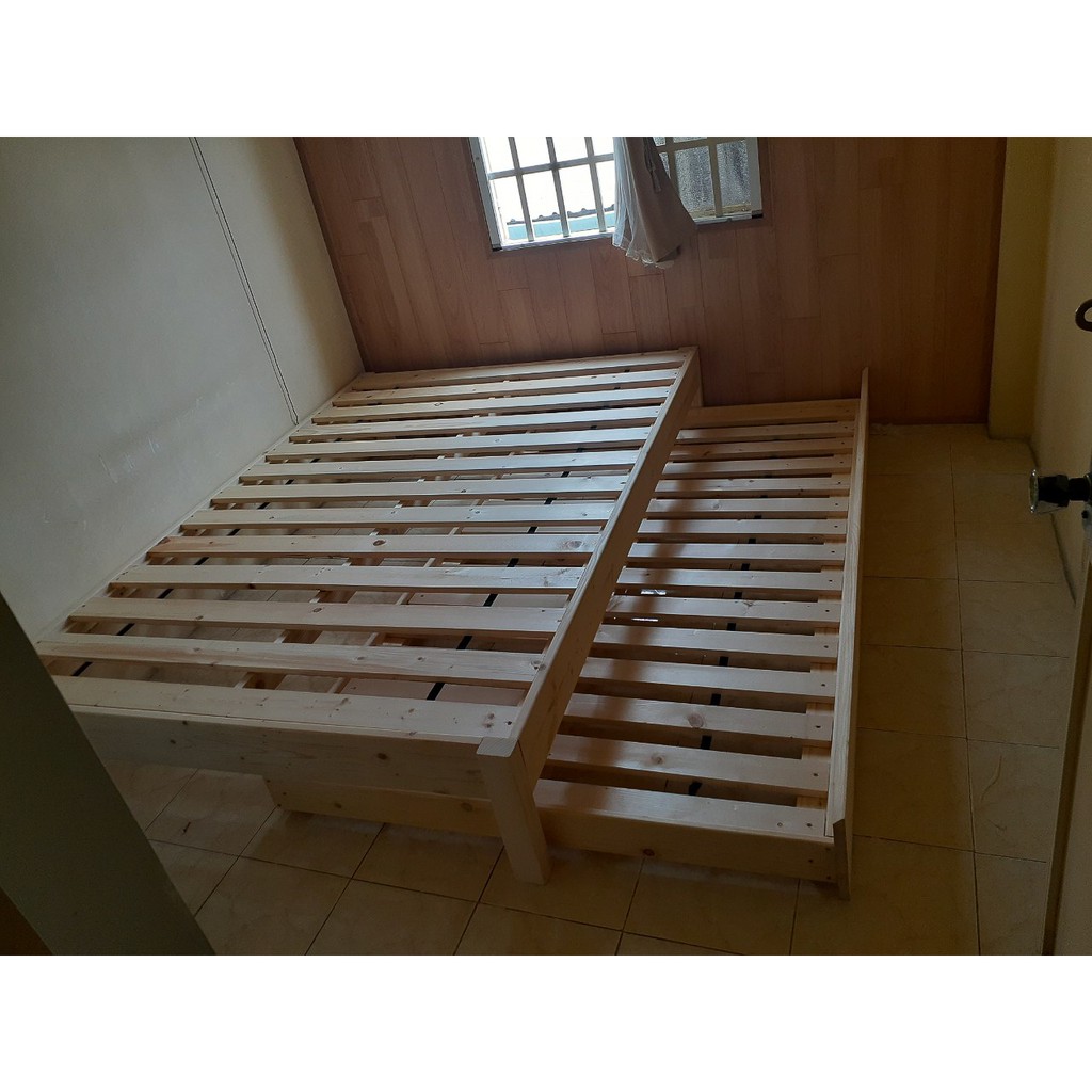 Giường ngủ gỗ Thông không đầu giường kéo 1m2_1m4_1m6_1m8