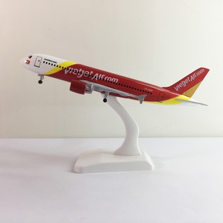Mô hình máy bay kim loại hàng không giá rẻ Việt Nam nội địa VJ 20cm dòng Airbus A320  món quà tặng mô hình die-cast
