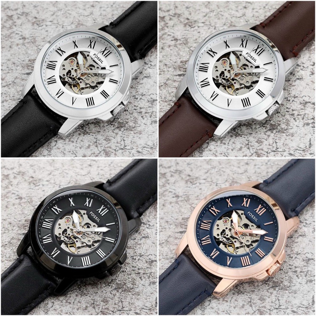 Đồng hồ nam dây da, đồng hồ đeo tay nam chạy tự động FOSSIL máy cơ, Full box, cao cấp, kiểu dáng thời trang
