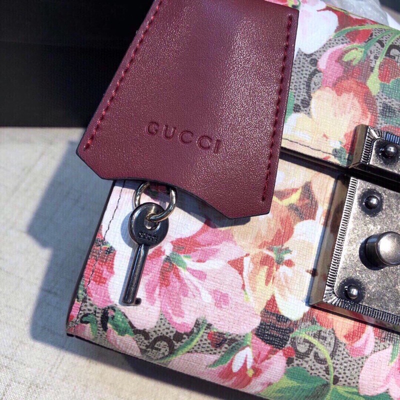 Túi ví, túi dáng hộp, túi đeo chéo nữ da thật thời trang Gucci GG GC họa tiết hoa văn cao cấp