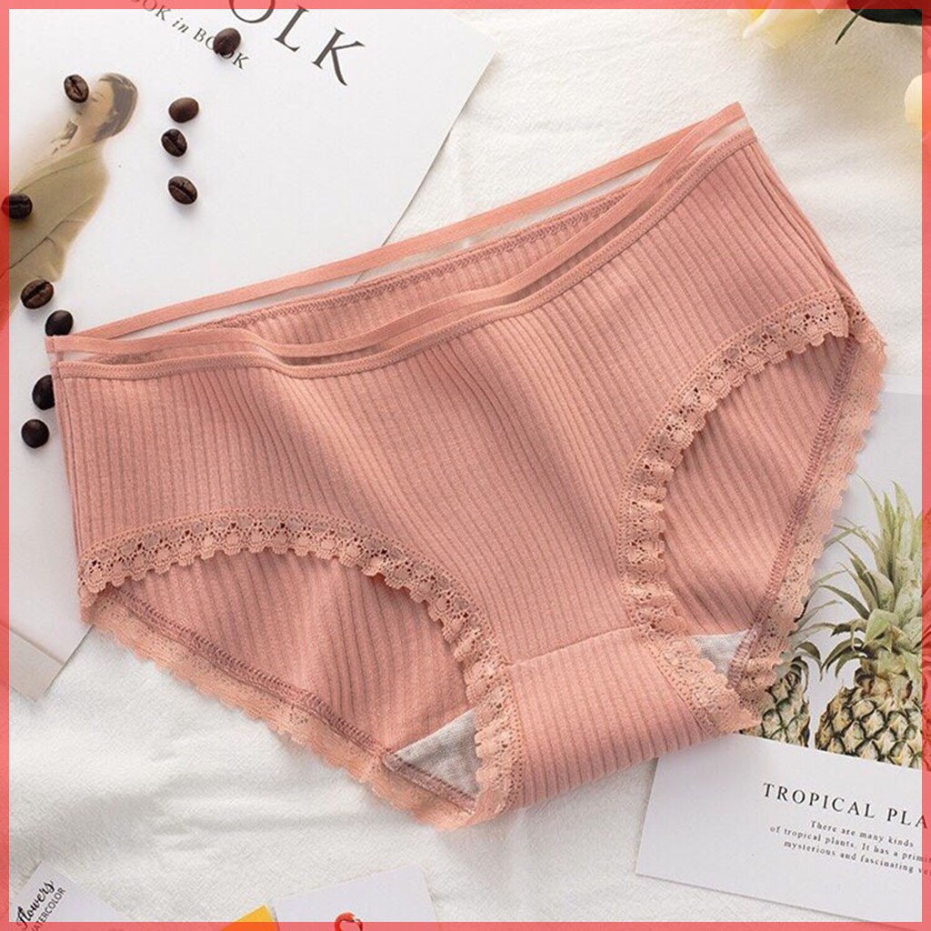 Quần Lót Nữ Cotton Viền Ren, Cạp sọc, Quần Lót Kháng Khuẩn Trơn Nhiều Màu Dễ Thương, sexxy, gợi cảm (nhiều mầu đẹp) QL02 | BigBuy360 - bigbuy360.vn