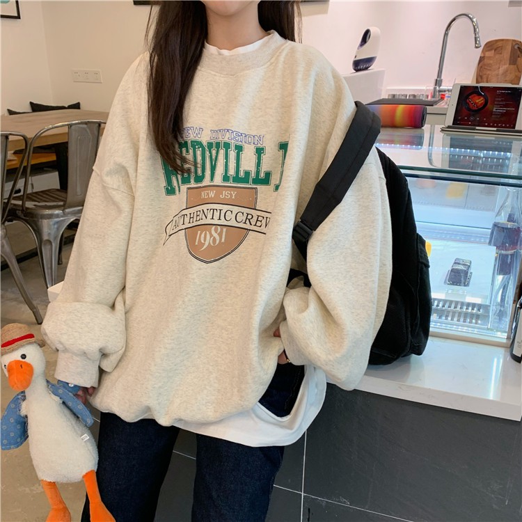 Áo sweater nữ form rộng dài oversize vải nỉ in hình đẹp giá rẻ order quảng châu BST ao thu đông unisex Ulzzang 2020