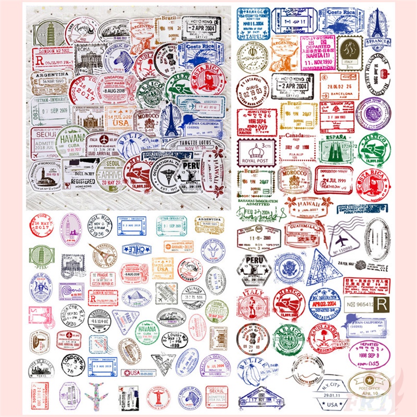 100Pcs/Set ❉ Retro Vintage Stamps . Transparent Stickers ❉ DIY Fashion Waterproof Decals Doodle Stickers