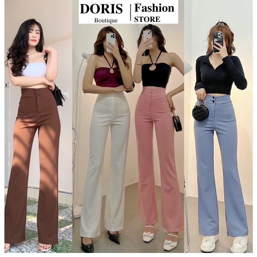 Quần Tây Công Sở Ống Loe 2 khuy   Dài 100-102cm ,Chất Vitex dày dặn, Lưng Cao Hàng loại 1 bền đẹp