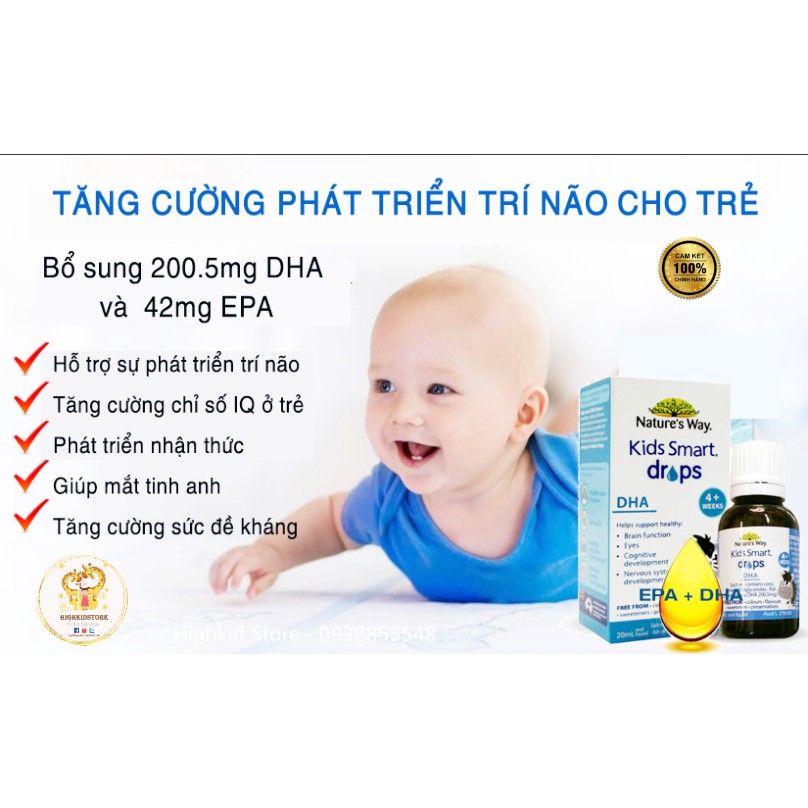 DHA dạng giọt Nature’s Way Kid Smart DHA Drops 20ml Úc Drop
