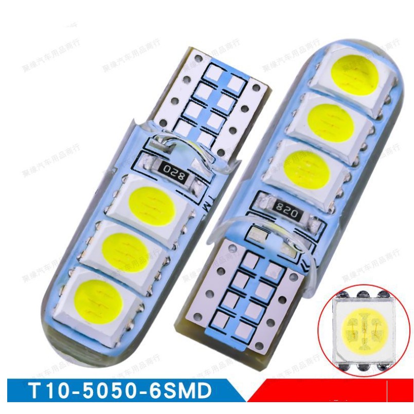 Bóng đèn led T10 5050 6SMD 12V silicone