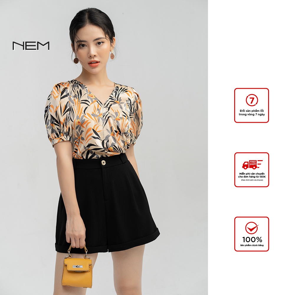Sơ mi nữ thiết kế họa tiết tay bồng NEM Fashion SM01902