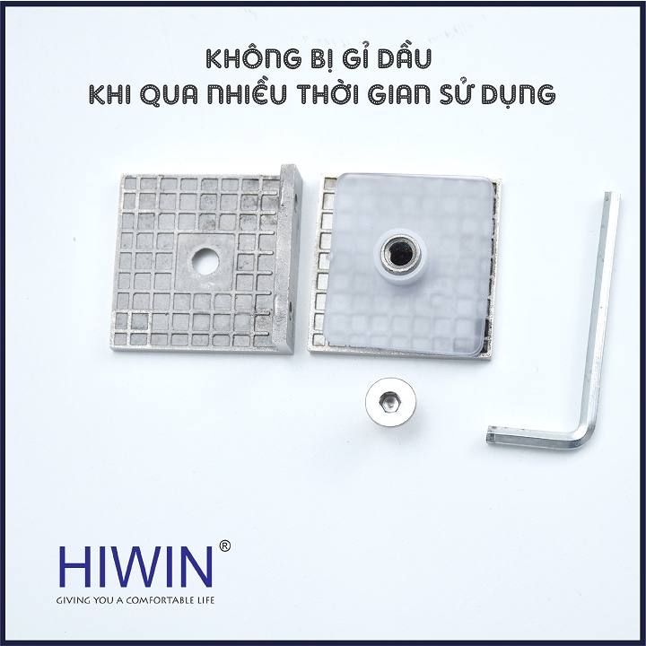 Kẹp chân kính 0 độ cabin tắm cạnh thẳng chất liệu inox 304 mặt gương HIWIN FC-2030