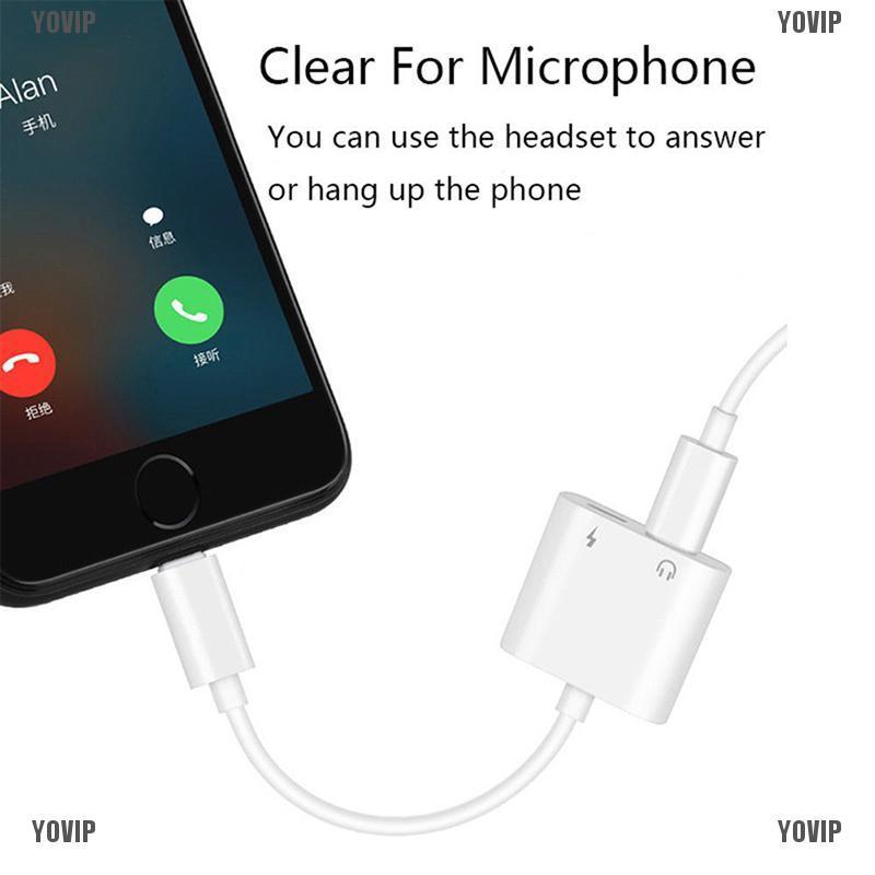 Đầu chia 2 trong 1 cho cổng chia Lightning sang cáp âm thanh iPhone 7 7Plus 8 X