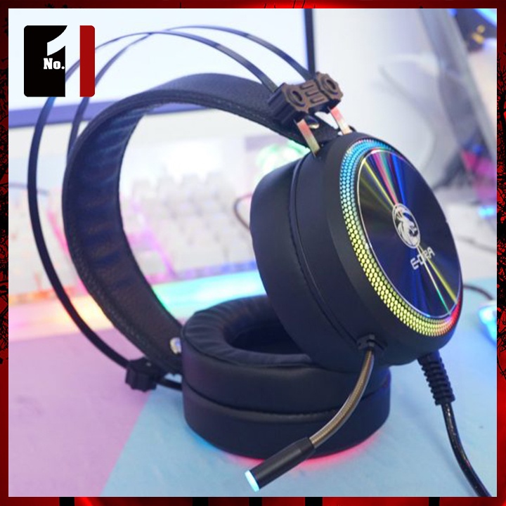 Tai Nghe Nhạc Headphone Gaming Chụp Tai Có Dây E-Dra EH412 Led RGB Tai Nghe Game Thủ Có Mic Máy Vi Tính Laptop Pc