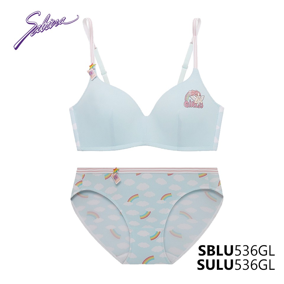 Combo Áo Lót Mút Mỏng Không Gọng Và Quần Đồng Bộ Phối Hoa Tiết Cầu Vồng Pretty Collection By Sabina SBLU536GL+SULU536