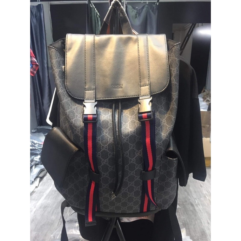 ⚡️[CHỈ 1 NGÀY] - Balo GG Supreme Canvas And Leather Backpack cao cấp full tag túi, ba lô Gu*cci