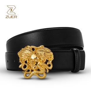 Thắt lưng da bò hình có khóa chữ H kiểu dáng thanh lịch ZUER zur