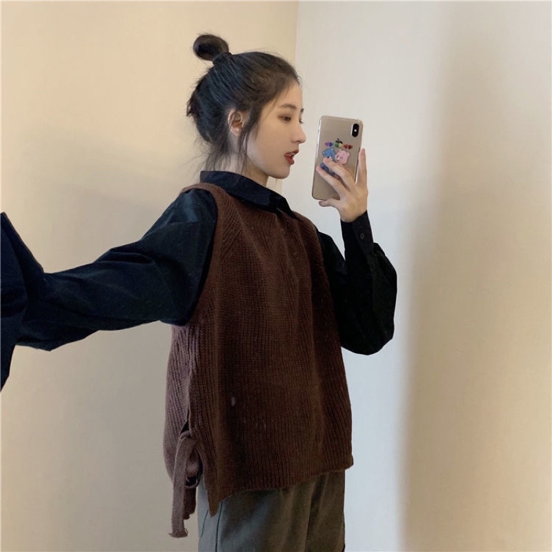 Gile len mỏng cộc tay thắt nơ eo