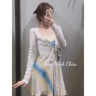 (Sẵn) Váy 2 dây lụa loang Zarraa dư sịn