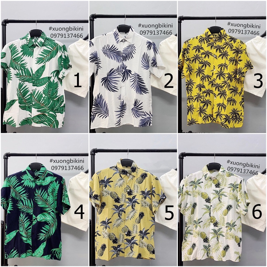 ÁO HOA LÁ QUẢ ĐI BIỂN CHẤT ĐŨI THÁI MỀM MÁT - ÁO SƠ MI UNISEX FORM RỘNG ĐỦ SIZE