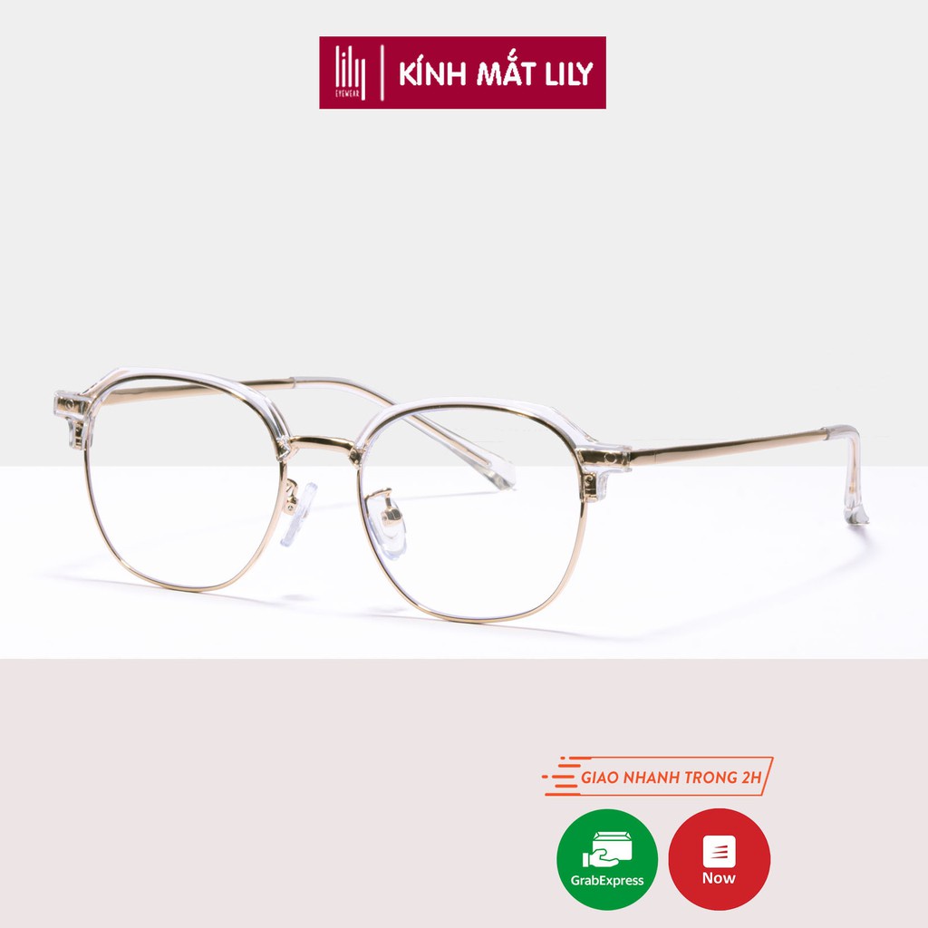 Gọng kính mắt nam nữ Lilyeyewear mắt tròn kim loại thanh mảnh màu sắc thời trang 2255