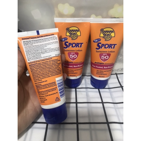 Kem Chống Nắng thể thao Banana Boat Ultra Sport Sunscreen Lotion SPF 50 90ml (Mỹ)