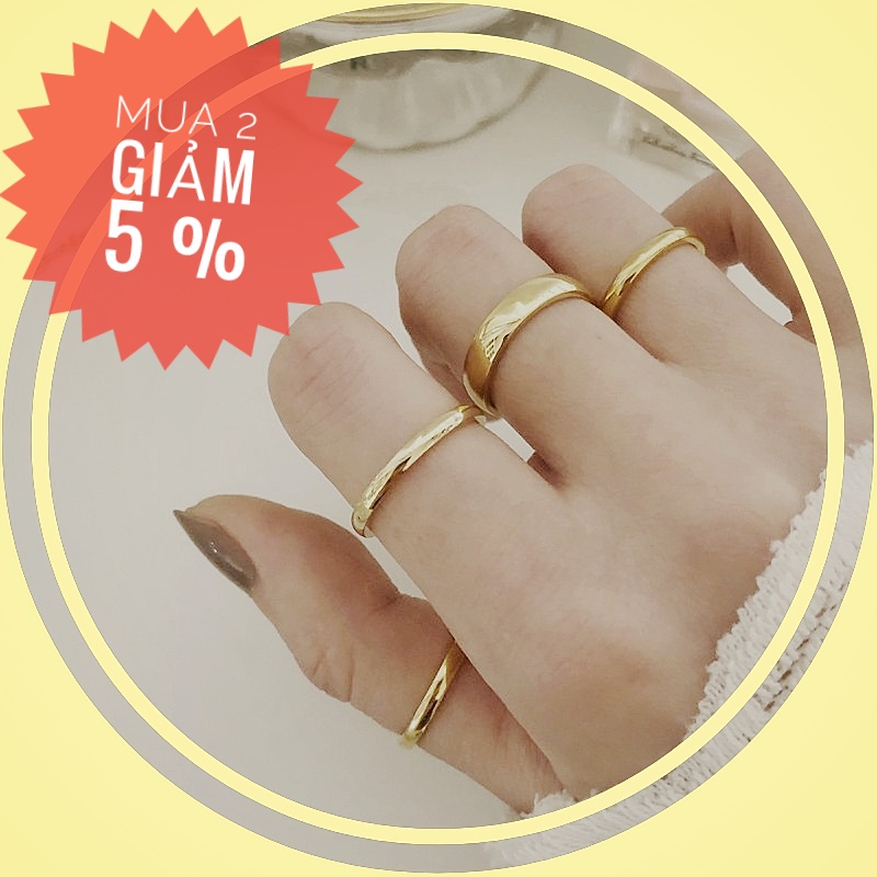 Nhẫn cưới titan vàng 18k không đen rỉ cực bền màu NC195 giá 1 chiếc cao cấp sáng bóng