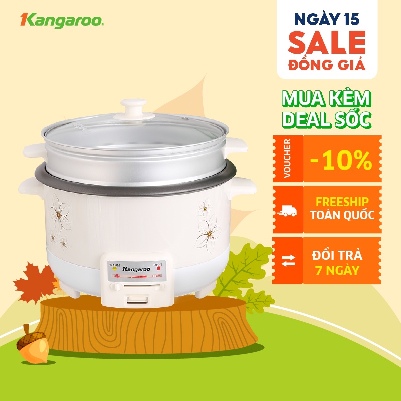 Lẩu điện Kangaroo 4.5L màu trắng hoa 5 cánh KG272