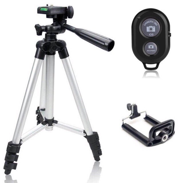 (COMBO TIỆN LỢI) COMBO GẬY TRIPOD + KẸP MÁY ẢNH + NÚTBLUETOOTH