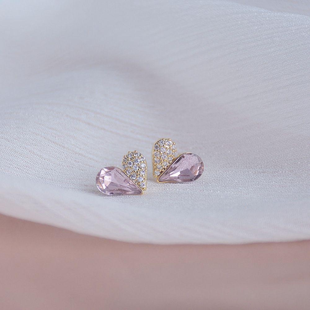 VANES1 Bông Tai Hợp Kim Bạc Hình Trái Tim Đơn Giản Ngọt Ngào Cho Nữ