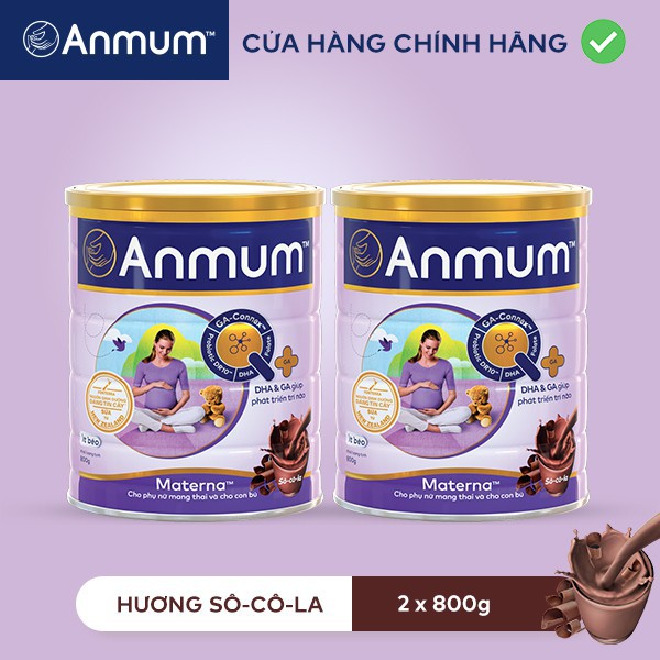 Combo 2 Sữa Bột Anmum Materna Hương Sô-cô-la (800g/lon)