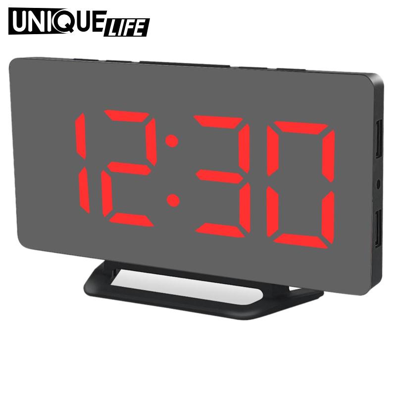 Đồng Hồ Báo Thức Điện Tử Màn Hình LED Hiển Thị Nhiệt Độ Có Cổng Sạc USB