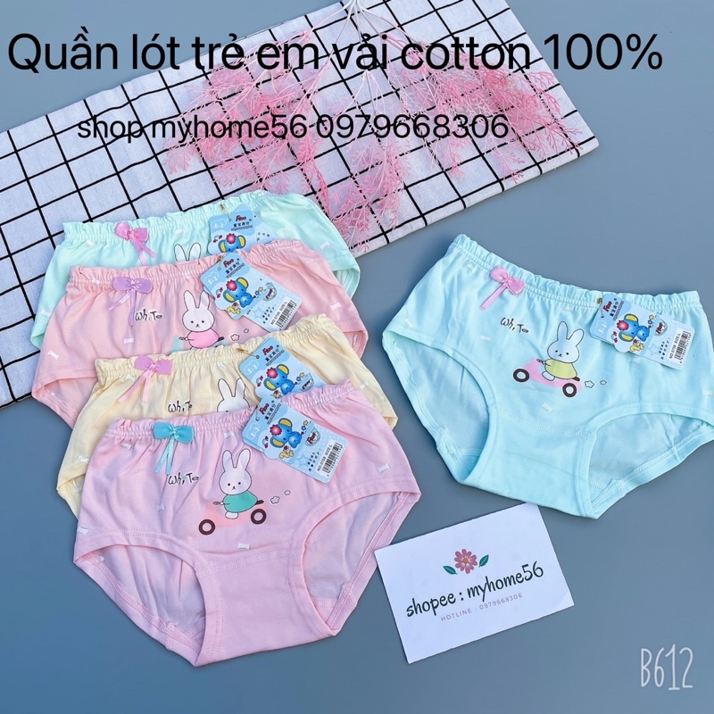 5 quần lót cho bé gái hình thỏ ,hình hươu vải cotton 100% LOẠI CHÉO