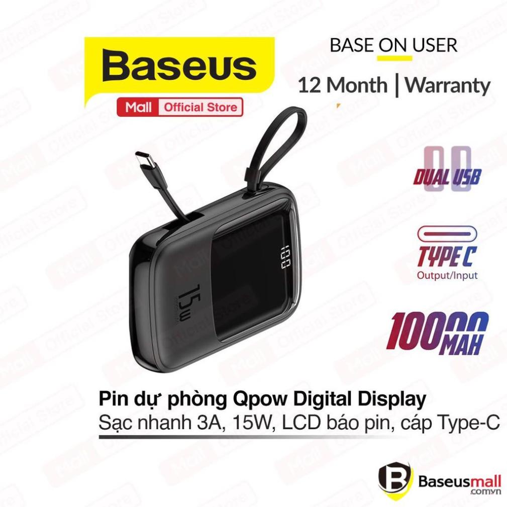 Baseus -BaseusMall VN Pin dự phòng tích hợp cáp sạc Baseus Q Pow Digital Display 10,000mAh