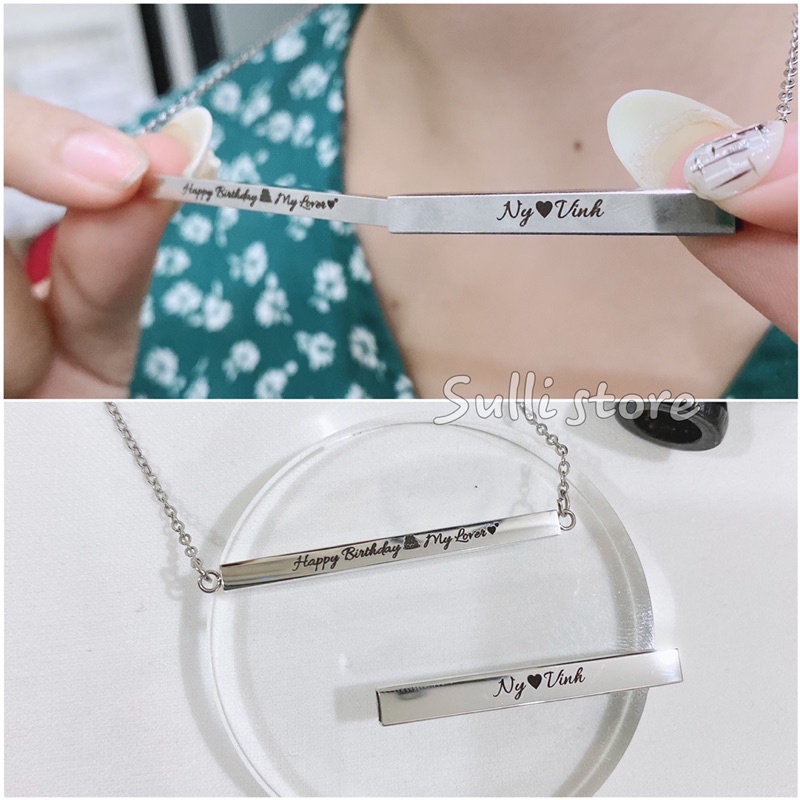 Dây chuyền vòng cổ Message bar khắc tên