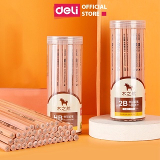 Bút chì lục giác Deli 2B/HB - Hộp 50c Than mềm, chất liệu gỗ cao cấp, thích hợp cho học sinh và văn phòng - 33410/33413