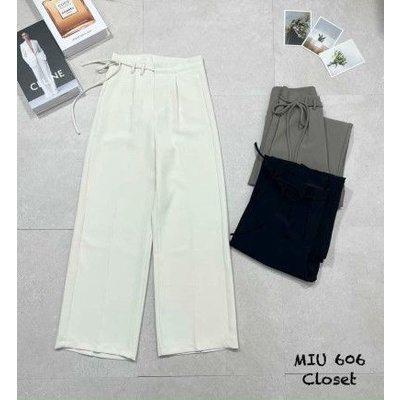 Quần ống rộng nữ cạp cao thắt nơ lưng dáng đứng nhiều màu hàng đẹp