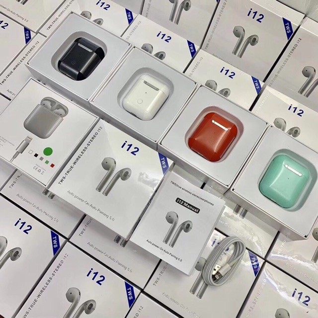 [Mã ELFLASH5 giảm 20K đơn 50K] Tai nghe airpod I12S Bluetooth 5.0 Siêu Bass - Tặng vỏ silocon chống sốc