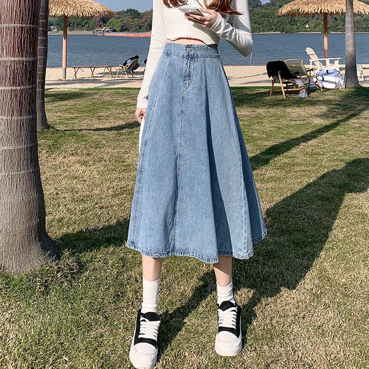[Linin] Chân Váy Denim Chữ A Lưng Cao Dáng Ôm Thời Trang Mùa Hè Dễ Phối Đồ Cho Nữ