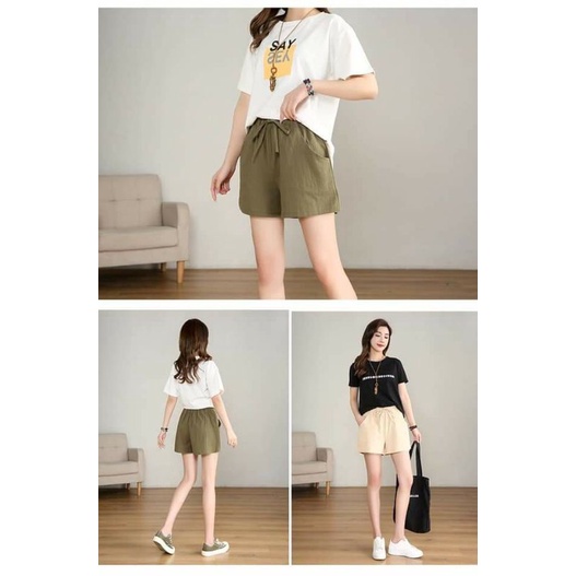 QUẦN ĐÙI NỮ VÃI ĐŨI RÚT DÂY FREE SIZE <58 KG