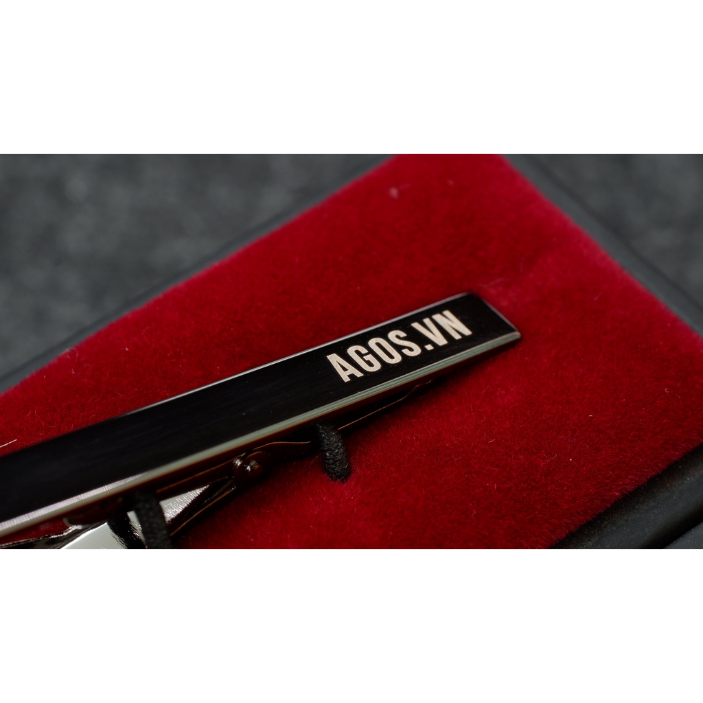 Kẹp Cà Vạt Xám Bóng 6cm - Khắc Tên Theo Yêu Cầu