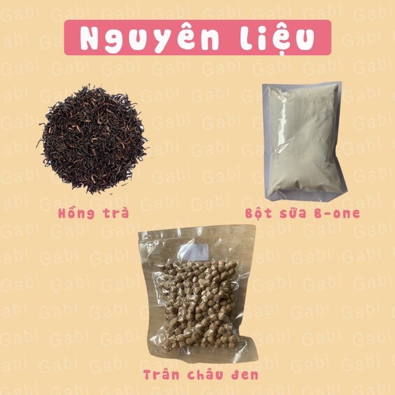 Set nguyên liệu trà sữa trân châu hồng trà/trà lài (10 cốc)