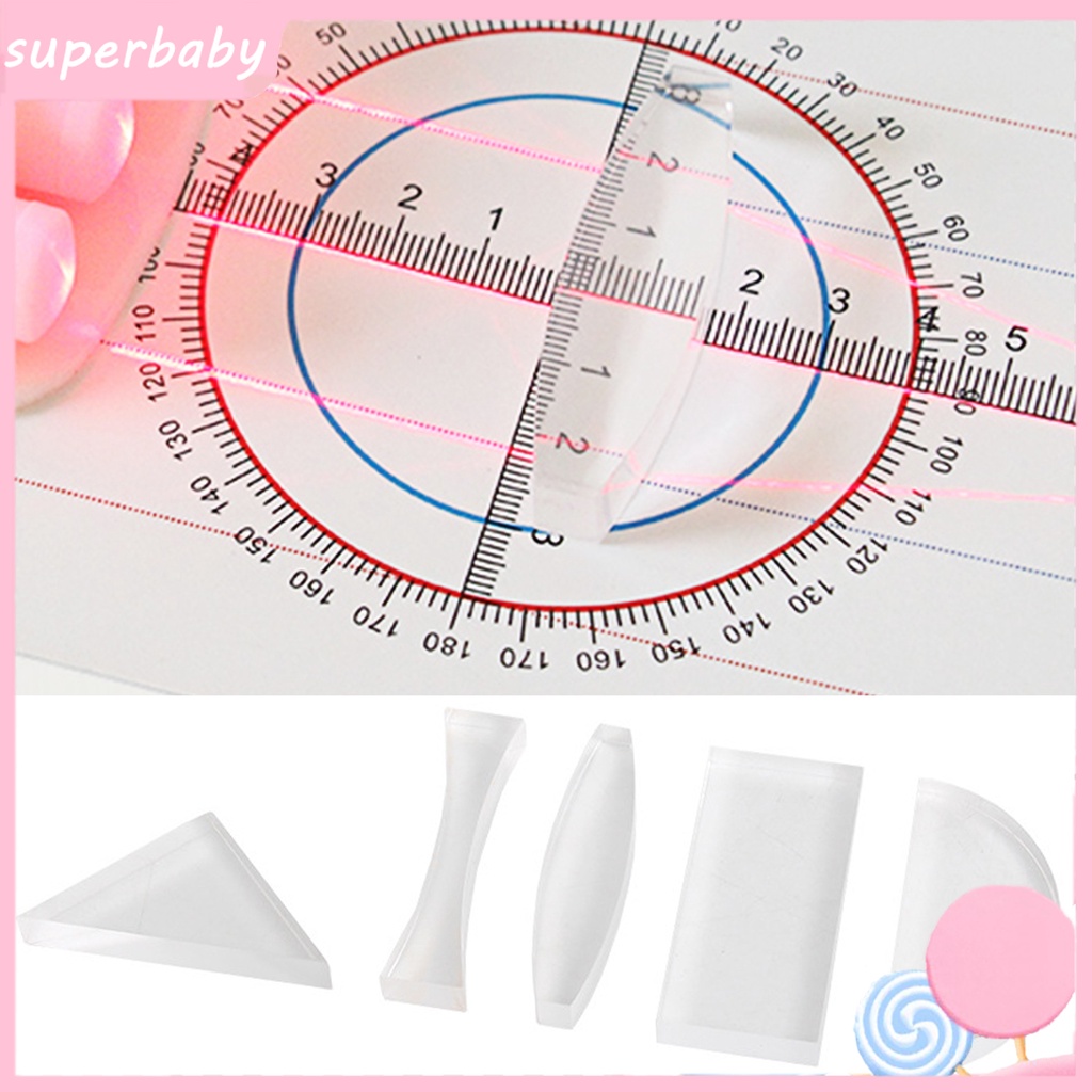 |Superbaby| Set 5 Thấu Kính Quang Hình Trụ Tam Giác Dùng Làm Thí Nghiệm Vật Lý Cho Trẻ